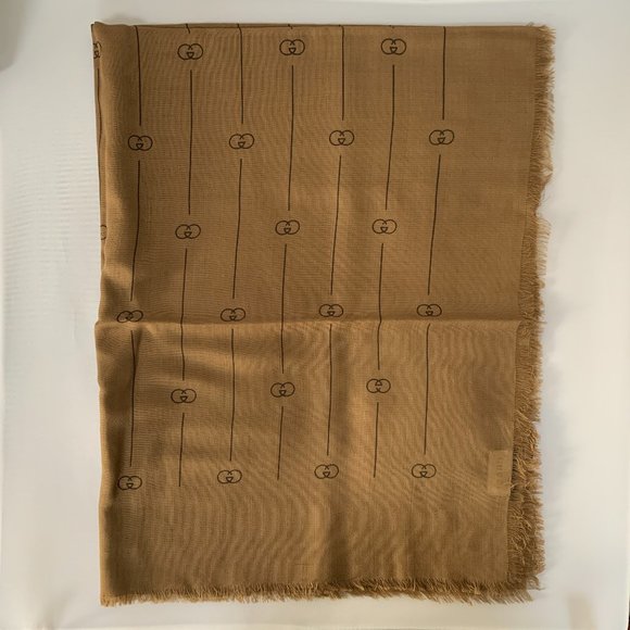 Gucci GG Thin Striped Scarf in Beige NEW W TAGS - Picture 4 of 6